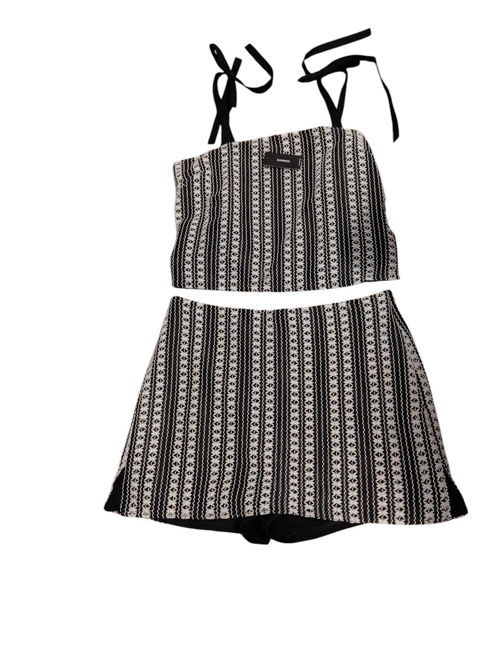 Express Black and White Striped Tank & Skort Set, NWT
